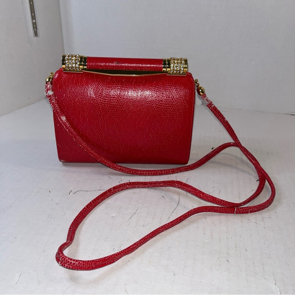 Rodo Scarlet Clutch with Gold Embellishments